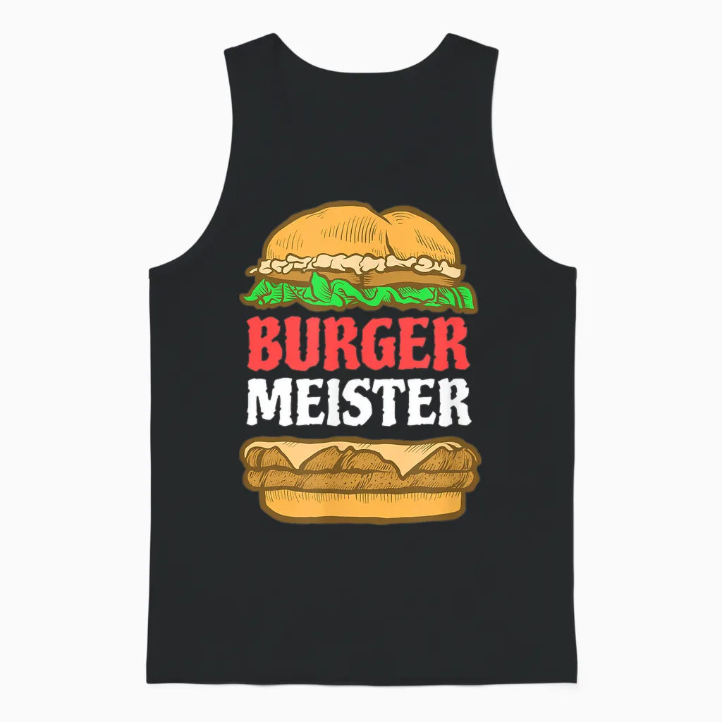 Men's Burger Meister T-Shirt I Bürgermeister Grillen Bbq Grill T-Shirt, Black Unisex Tank Top in Black