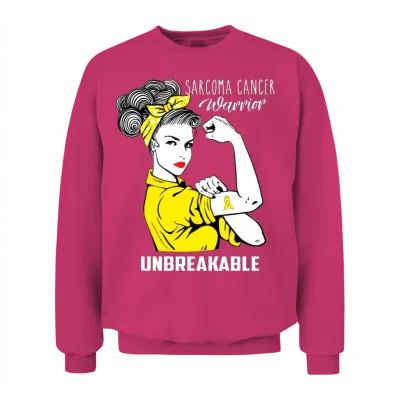 Sarcoma Cancer Warrior Unbreakable Awareness Unisex Sweatshirt - Heliconia