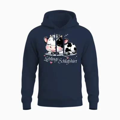 Kuh Schlafshirt Pyjama Schlafanzug Damen Mädchen Müde Kuh Unisex Hoodie - Navy