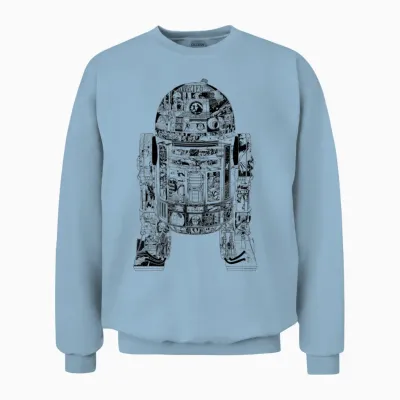 Star Wars Epic R2-D2 Panel Schematics Design Unisex Sweatshirt - Light Blue
