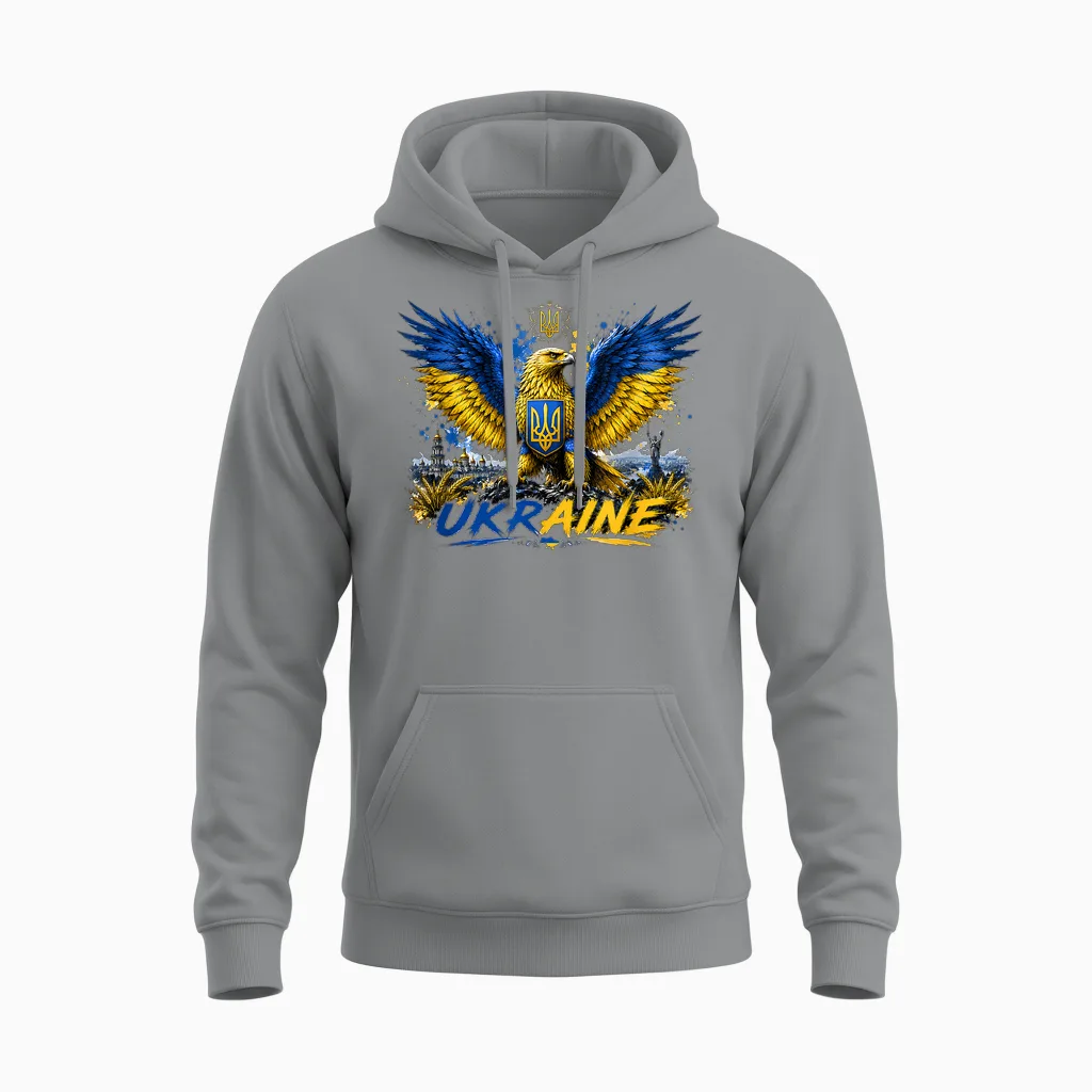 T-Shirt Ukraine Drapeau Carte Graphique Pour Les Amoureux De L'ukraine Unisex Hoodie in Sport Grey