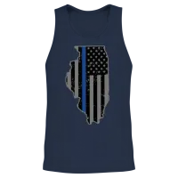 Illinois Police & Law Enforcement Thin Blue Line Unisex Tank Top - Navy – 2