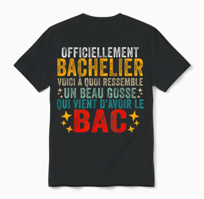 2024 Bachelor Congratulations Bac Baccalaureate Humour T-Shirt, Black, S Unisex T-Shirt in Black