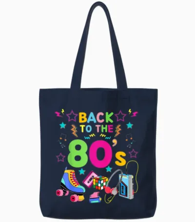 Best 80s Costume Theme Party Carnival - I Love 80s T-Shirt, Black Tote Bags - Navy