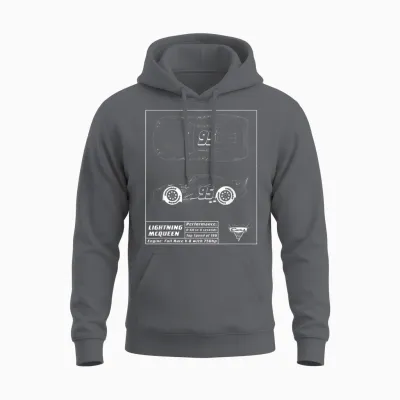 Cars Lightning Mcqueen Blueprint T-Shirt, Black Unisex Hoodie - Charcoal
