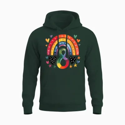 Ich Bin Schon Echt - Rainbow 8th Birthday Girl's T-Shirt, White Unisex Hoodie - Forest