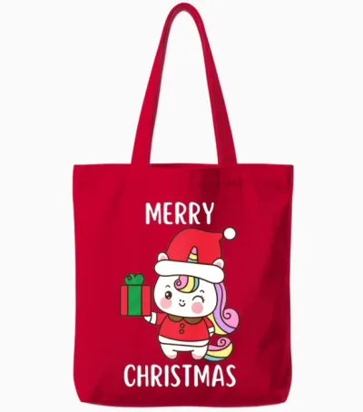 Merry Christmas Funny Christmas Tote Bags - Red