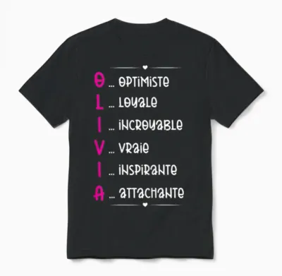 Olivia Prenom Personnalisé Femme Cadeau Prenom Olivia Girls' T-Shirt, Black Unisex T-Shirt - Black