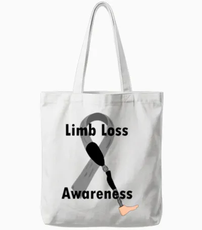 Limb Loss Awareness Ribbon Tote Bags - White
