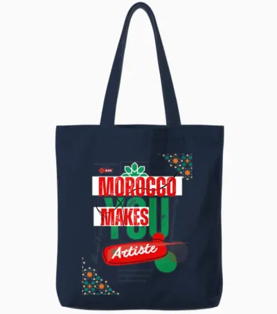 Morocco Makes You Artiste Tote Bags - Navy