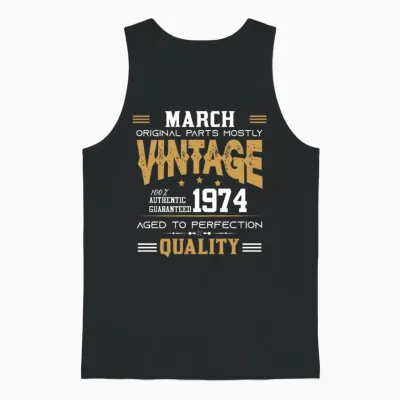 Vintage Aged to Perfection March 1974 Unisex Tank Top - Black