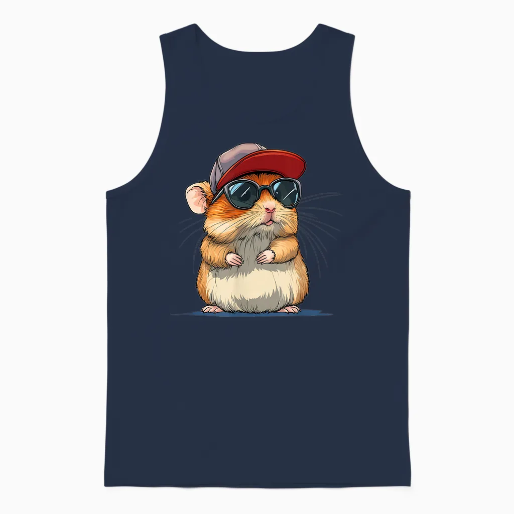 Cool Hamster Costume with Cap and Sunglasses Unisex Tank Top in Navy