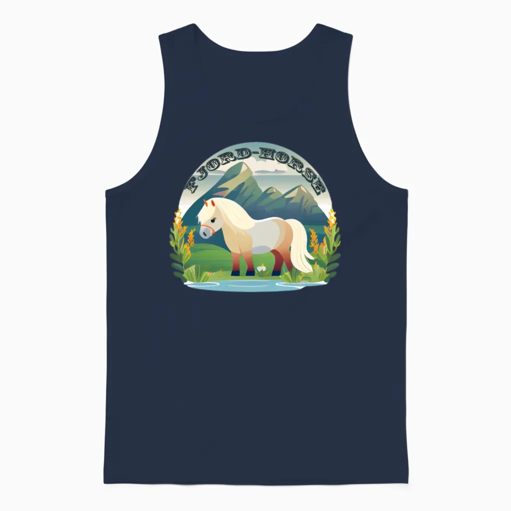 Norwegian Fjord Horse on Grass- Horses Unisex Tank Top in Navy