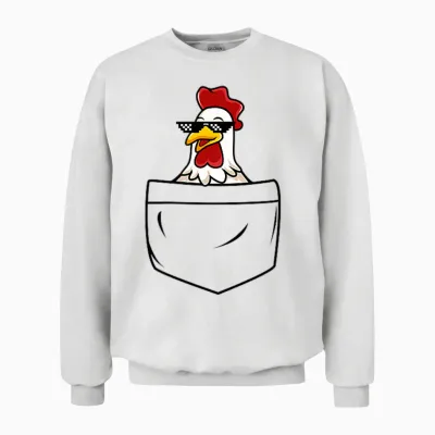 Coole Huhn Henne Hahn in Tasche Mit Meme Sonnenbrille Unisex Sweatshirt - White