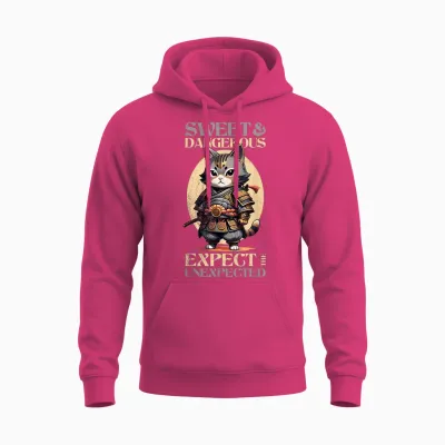 Chat Samouraï. Doux Et Dangereux, Attendez-Vous à Unisex Hoodie - Heliconia