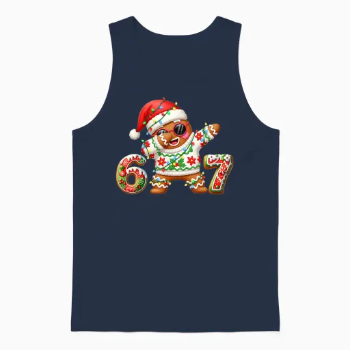 Funny Gingerbread Six Seven 67 Ice Cream Drip Christmas Boys Unisex Tank Top - Navy