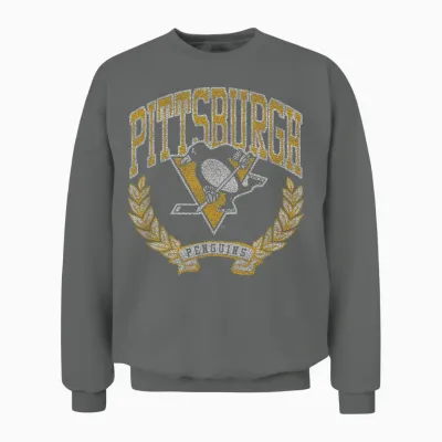 Pittsburgh Penguins Vintage Victory Black Licensed Unisex Sweatshirt - Graphite Heather