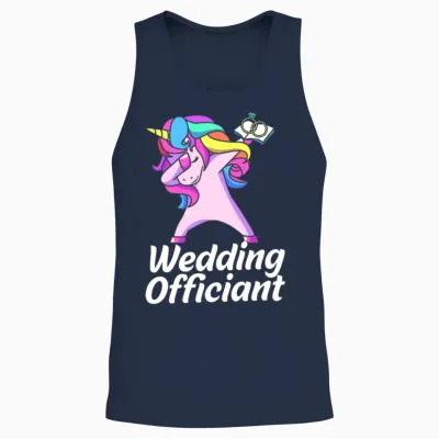 Dabbing Unicorn Wedding Officiant for Women Unisex Tank Top - Navy