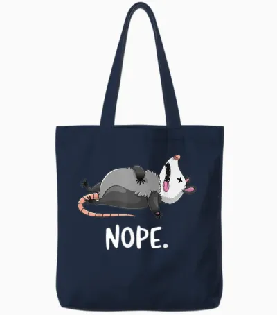 Dead Opossum Nee Funny Opossum Marsupial Attitude Humour T-Shirt, Black Tote Bags - Navy