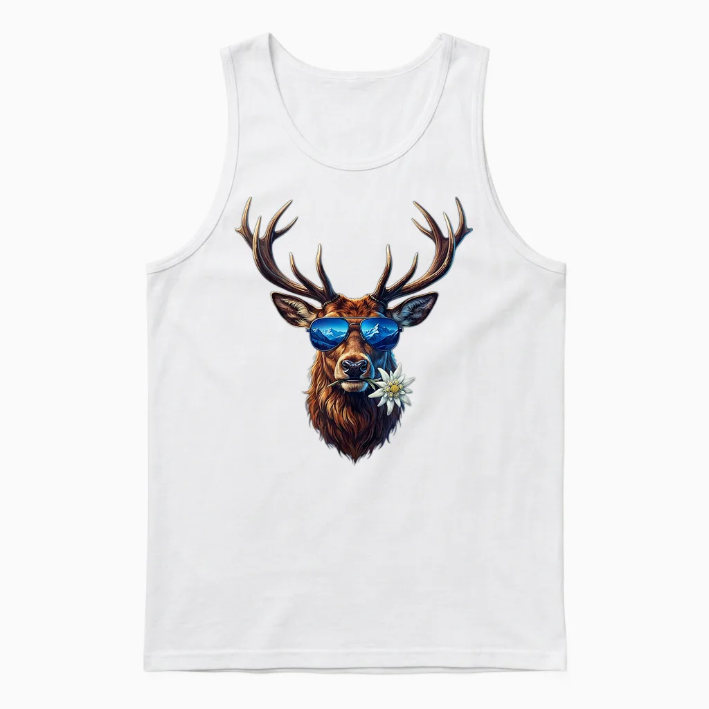 Trachtenshirt Passend Für Oktoberfest T-Shirt Herren Hirsch Unisex Tank Top in White