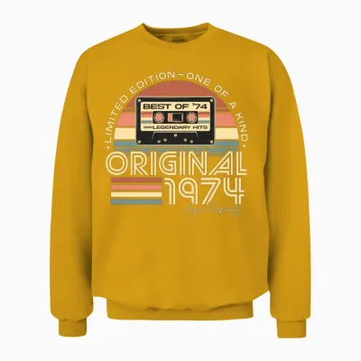 Vintage 1974 Retro 50th Birthday Present Unisex Sweatshirt - Gold