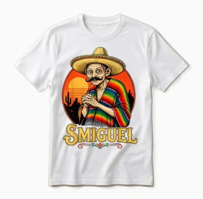 Smiguel Mexican Sombrero Vintage Mexican Culture Mashup Unisex T-Shirt - White