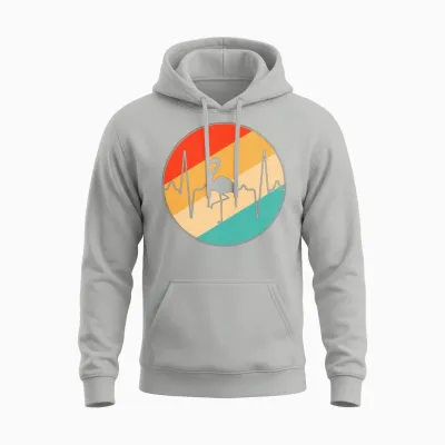 Flamingo Retro Heartbeat Unisex Hoodie - Ash