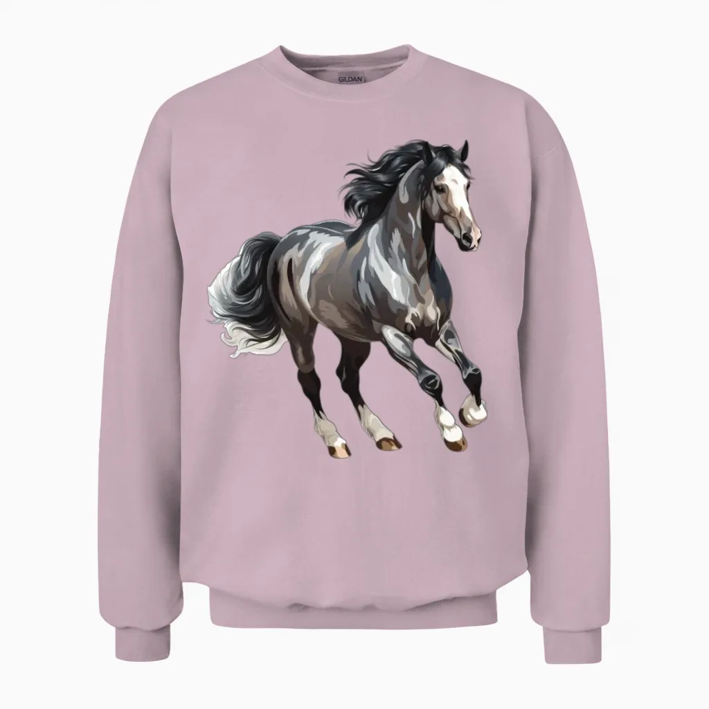 Beautiful Horse for a Horsewoman Unisex Sweatshirt in Light Pink