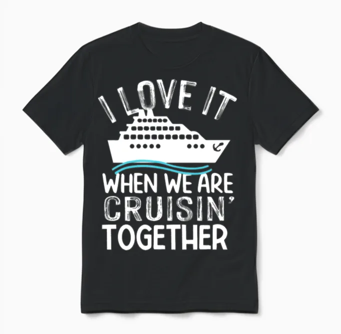 Unny Cruise Art for Men Women Couple Cruising Ship Unisex T-Shirt in Black