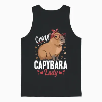 Funny Capybara Unisex Tank Top - Black