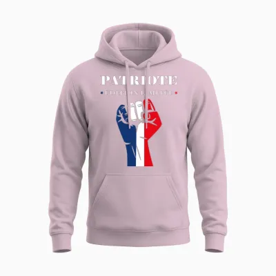Force Drapeau Français Patriotisme Poing Levé Patriote T-Shirt Haut De Gamme Unisex Hoodie - Light Pink