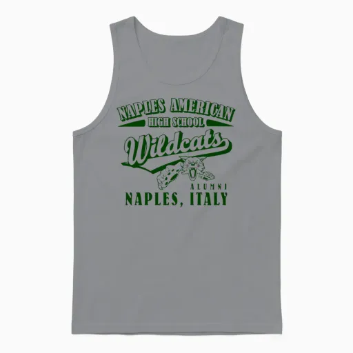 Naples American High School Wildcats Alumni Green Unisex Tank Top in Sport Grey