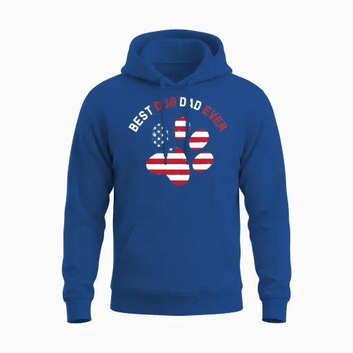 Patriotic Dog Dad Paw Design Unisex Hoodie in Royal