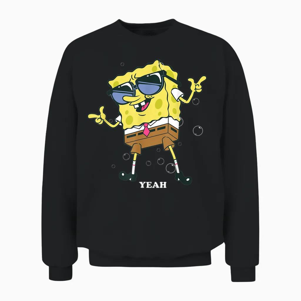 Spongebob Squarepants Cool Yeah Sunglasses Unisex Sweatshirt in Black