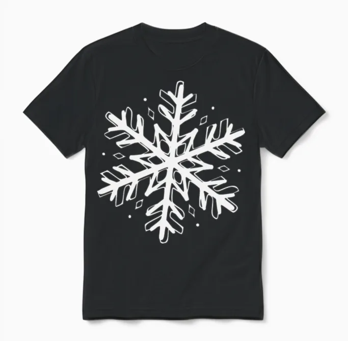 Snowflake Winter Xmas Christmas Gift Unisex T-Shirt in Black