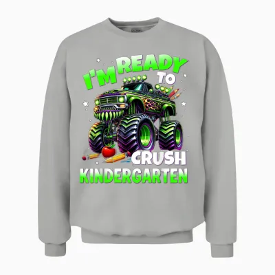 I'm Ready to Crush Kindergarten Monster Truck Boys Unisex Sweatshirt - Ash