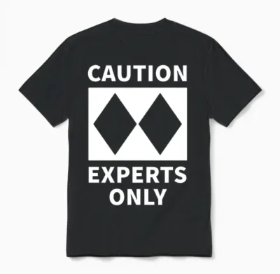 Double Black Diamond, Experts Only, Snowboard, Ski Unisex T-Shirt - Black