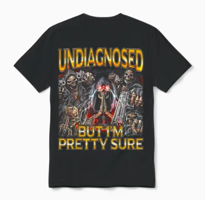 Undiagnosed Adhd - Edgy Skeleton Bootleg Hard Skeleton Meme Unisex T-Shirt - Black