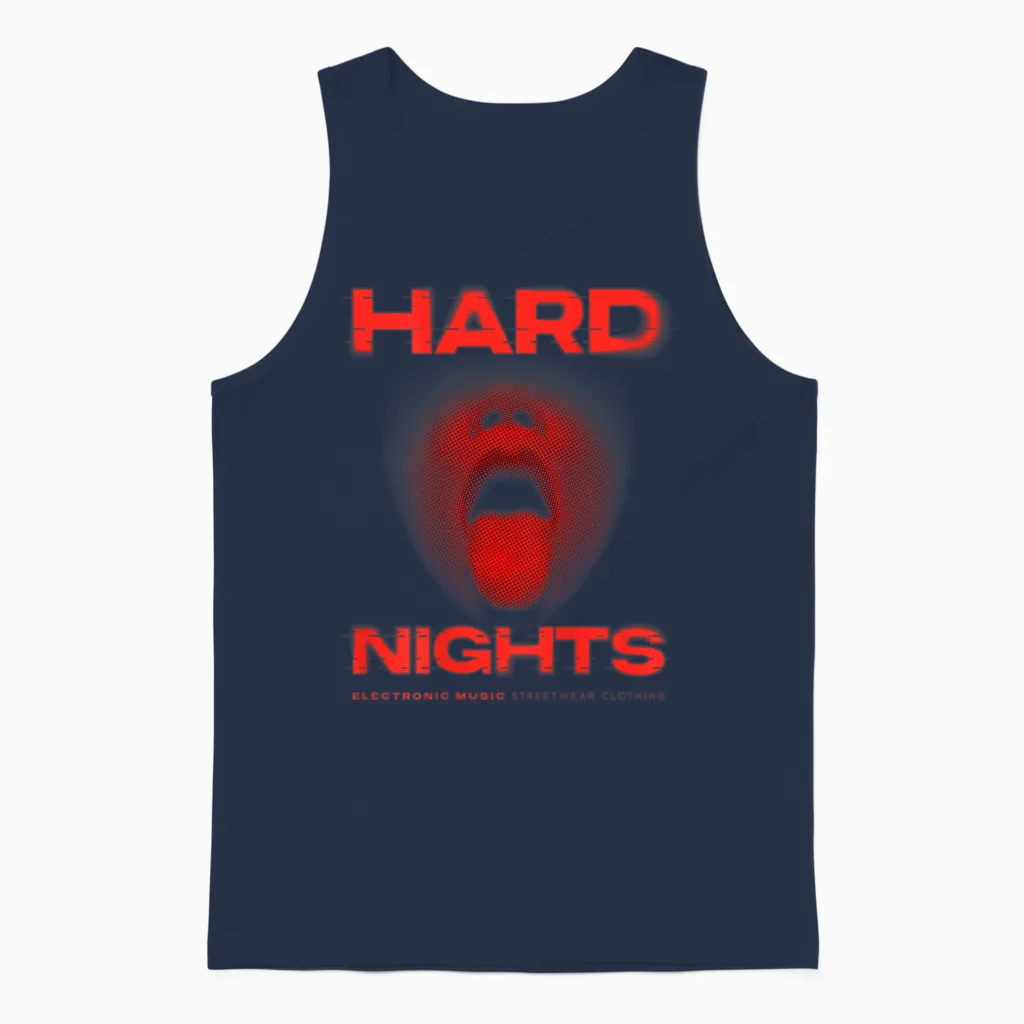 Night X Techno Club Raver Rave Party Outfit Hard Party Outfit.back Print T-Shirt, Black, S Unisex Tank Top in Navy