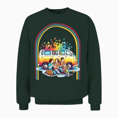 Autism Hippie Van Retro Unisex Sweatshirt - Forest