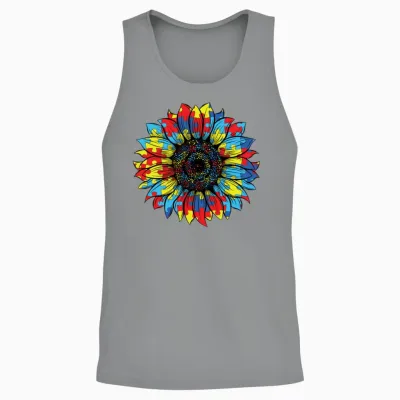 Autism Sunflower Retro Unisex Tank Top - Sport Grey