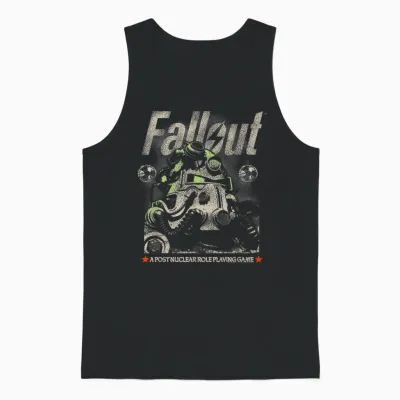 Fallout Video Game Distressed Character Portrait Unisex Tank Top - Black