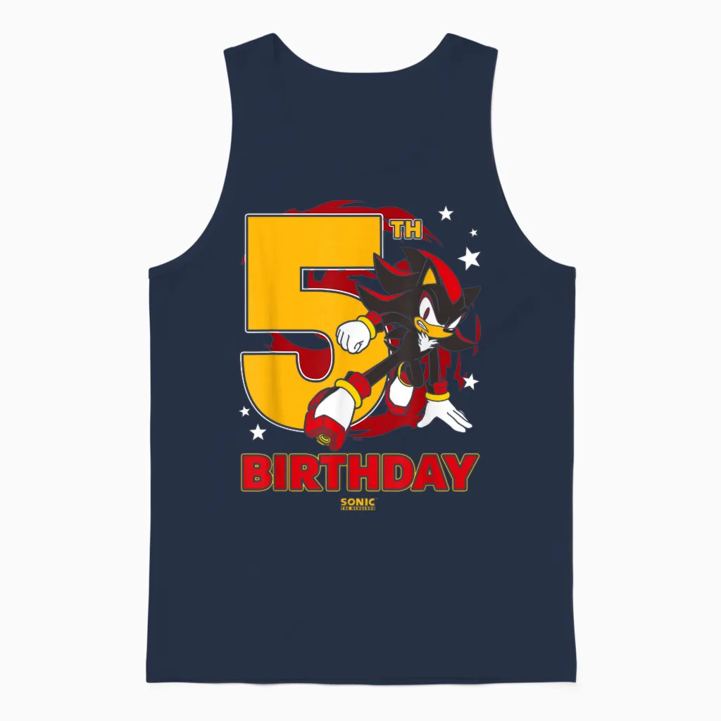 Sonic the Hedgehog 5th Birthday Epic Shadow Big Chest Logo Unisex Tank Top in Navy