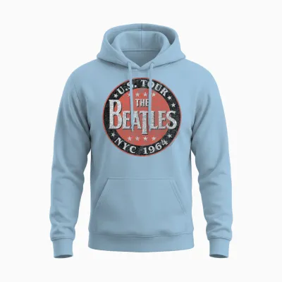 The Beatles Us Tour Nyc 1964 Short Sleeve Unisex Hoodie - Light Blue