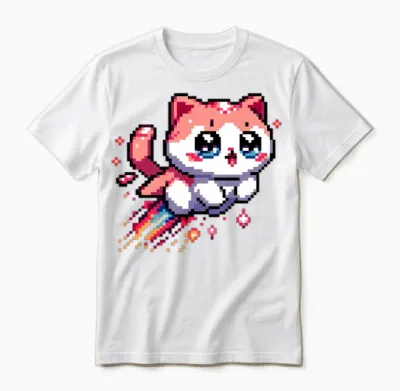 8bit Retro Kitten Unisex T-Shirt - White