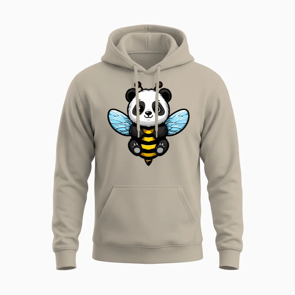 Funny Bumble Panda Unisex Hoodie in Sand