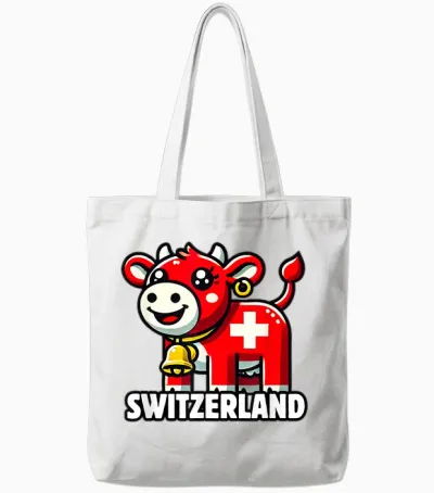 Schweizer Kuh Flagge Schweiz Süße Schweizer Alpen Tote Bags - White