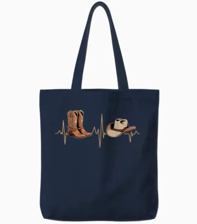 Line Dance Herzschlag Ekg Line Dancing Tote Bags - Navy