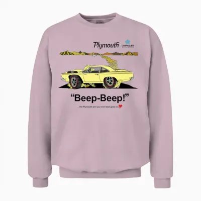 1968 Plymouth Road Runner Salt Flats Yellow Unisex Sweatshirt - Light Pink