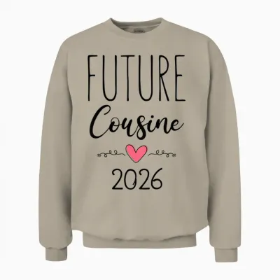 Enfant Je Serai Future Cousine En 2026 - Surprise Bébé Coming Unisex Sweatshirt - Sand